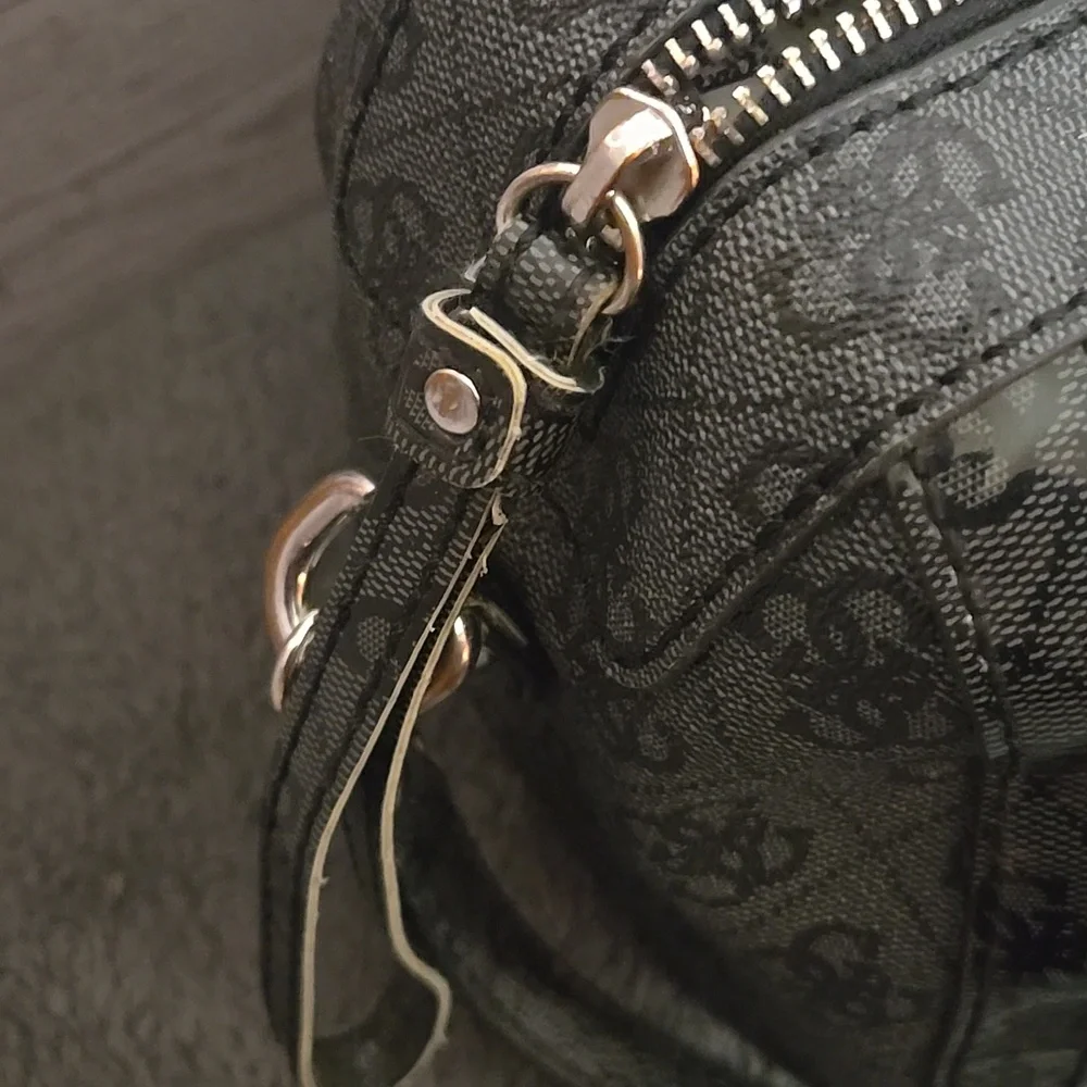 Guess Charcoal Satchel with Black Accents Silver Hardware